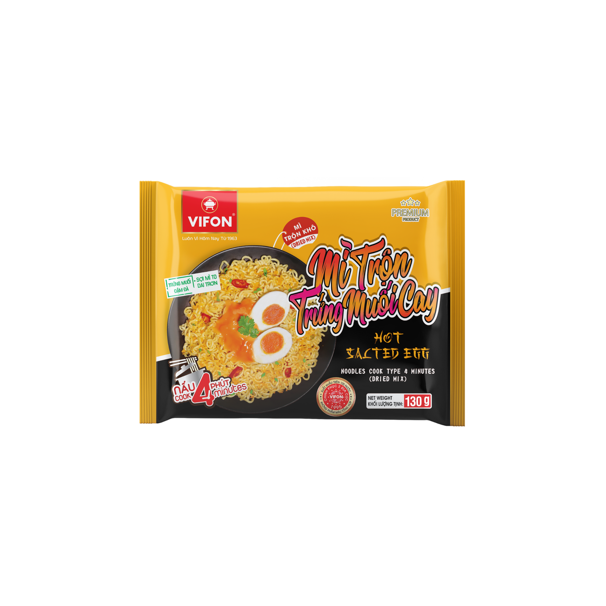 VIFON Hot Salted Egg Dried Mix Noodles - Mì Trộn Trứng Muối