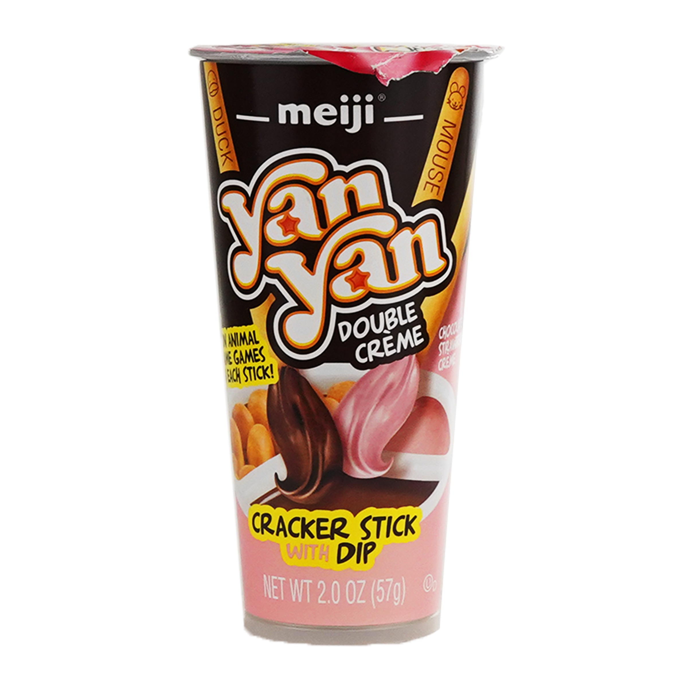Meiji Yan Yan Strawberry creme Cracker Stick With Dip , 2 oz