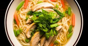 (chicken and vegetable pho bowl)